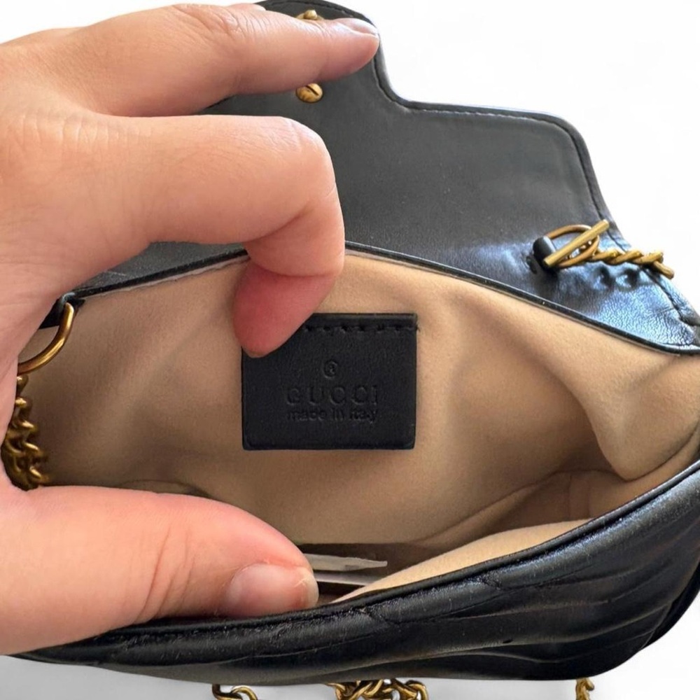 Gucci Black Quilted GG Marmont Crossbody with Gold Hardware - Picture 3 of 3